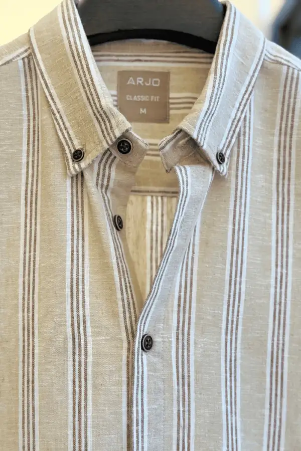 Beige Stripe Linen Cotton Shirt