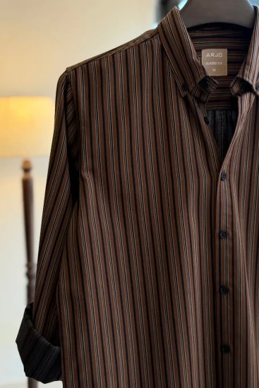 Deep Chocolate Brown With Vertical Stripes Shirt