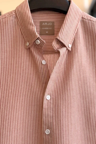 Dusty Rose With White Vertical Stripes Shirt