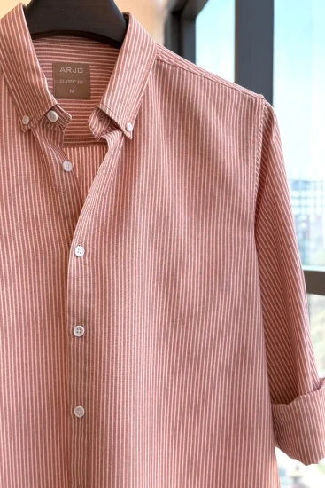 Dusty Rose With White Vertical Stripes Shirt