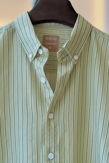 Sage Green With White Vertical Stripes