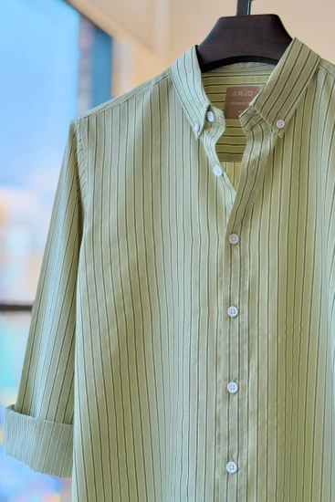 Sage Green With White Vertical Stripes