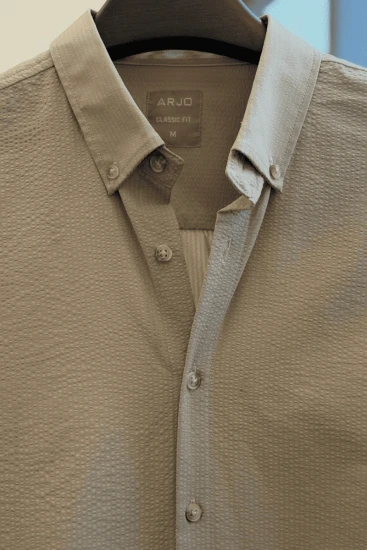 Khaki Olive Seersucker Shirt