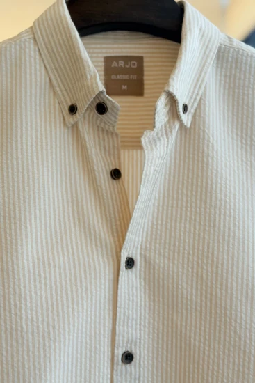 Cream-Beige Pinstripe Shirt
