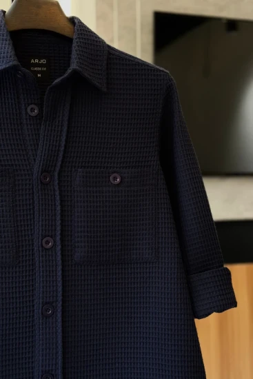 Navy Blue Double Pocket Overshirt