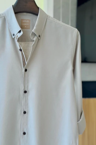 Stone Grey With Black & Beige Twill Tape Shirt