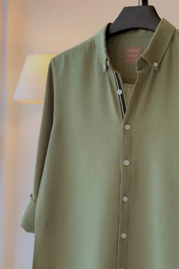 Light Olive Green With Black & White Twill Tape Shirt