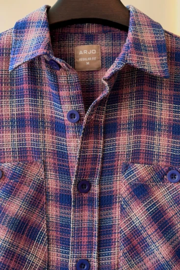 Berry Blue and Light Maroon weave yd checkd Shirt