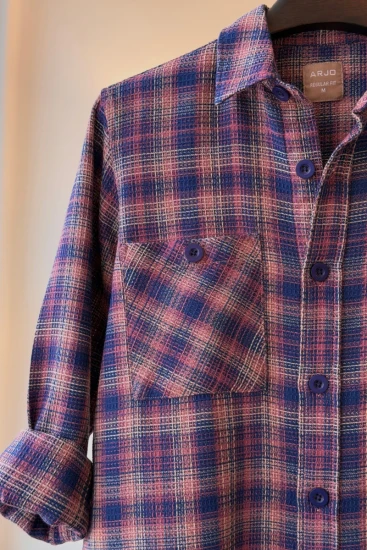 Berry Blue and Light Maroon weave yd checkd Shirt