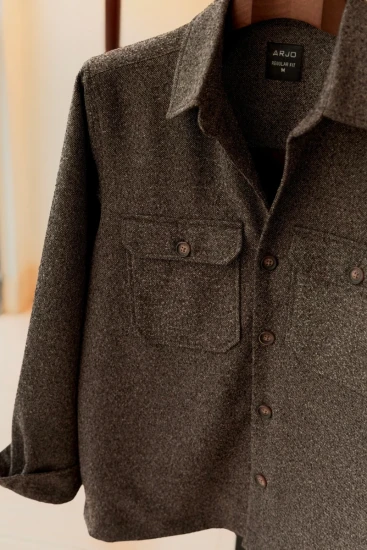 Brownish Charcoal  Double Pocket Shacket