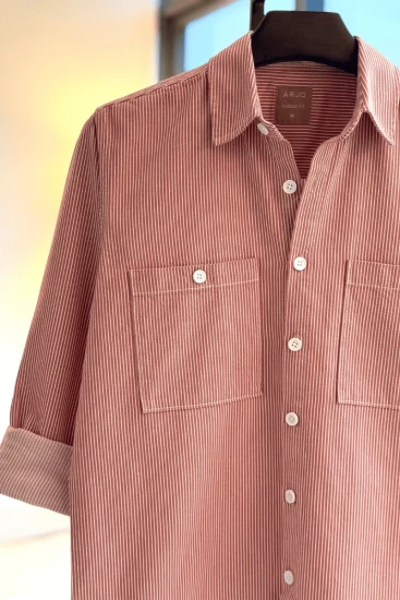 Muted Brick Pink with White Stripes Over Shirt