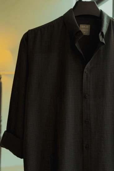 Dark Grey With Brown Check