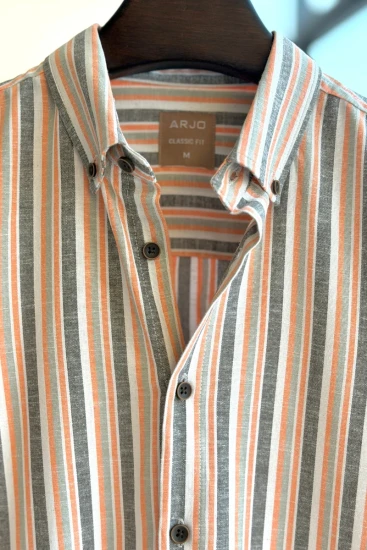 Grey With Sage & Peach Stripes