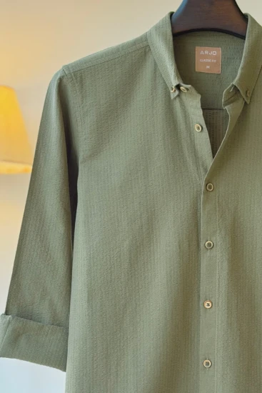 Army Green Seersucker Shirt
