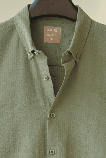 Army Green Seersucker Shirt