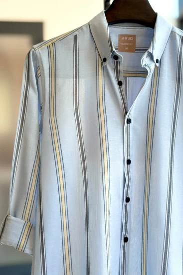 Pale Grey With Yellow & Charcoal Stripes