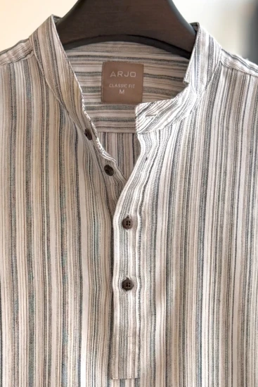 White with Black & Golden Brown Multi Stripped Katua