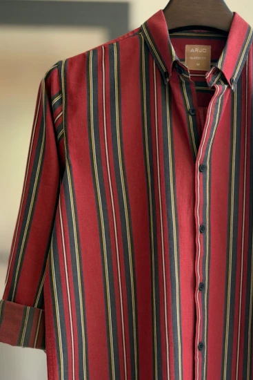 Bold Red with Multi Stripe Shirt