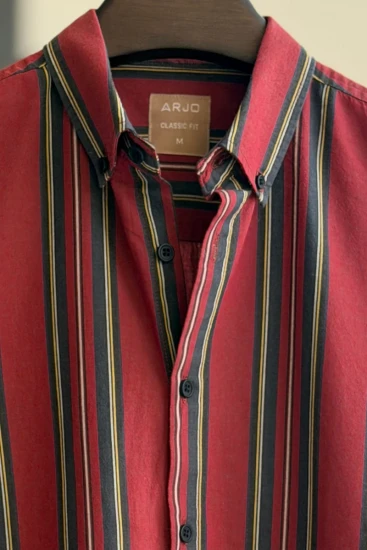 Bold Red with Multi Stripe Shirt
