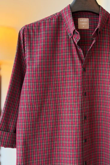 Red-Blue & Olive Checked Shirt