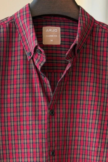 Red-Blue & Olive Checked Shirt