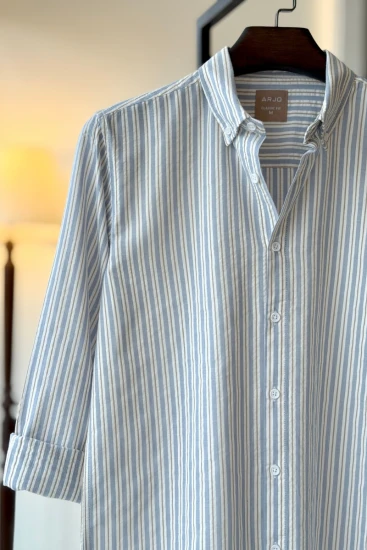 Sky Blue-White & Sand Multi Stripe Shirt