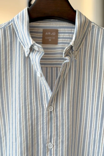 Sky Blue-White & Sand Multi Stripe Shirt