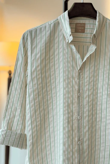 Cream with White & Olive Drab Stripe Shirt