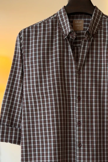 Chocolate Brown & White Checked Shirt