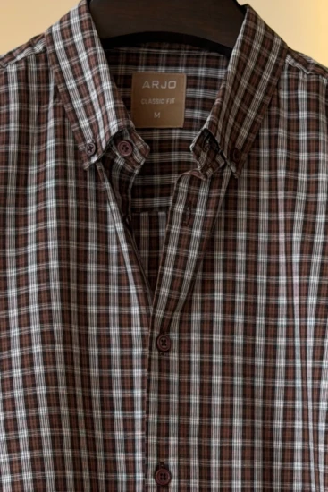 Chocolate Brown & White Checked Shirt