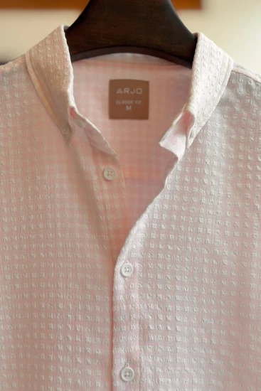 Baby Pink with White Pattern Textured Shirt