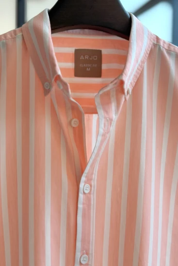 Bright Peach with White Stripe Shirt