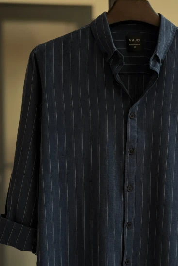 Navy Blue with White Pinstripes Shirt