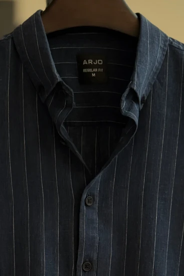 Navy Blue with White Pinstripes Shirt
