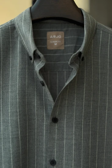 Slate Grey with White Pinstriped Shirt