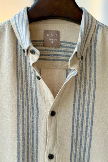 Offwhite Textured cream Blue stripes Shirt