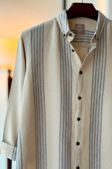 Offwhite Textured cream Blue stripes Shirt