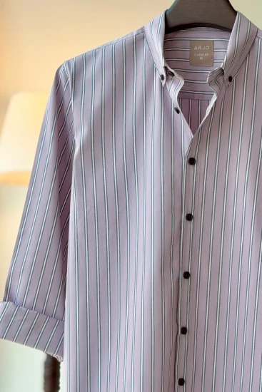 Lavender White and Black Accent Stripes Shirt