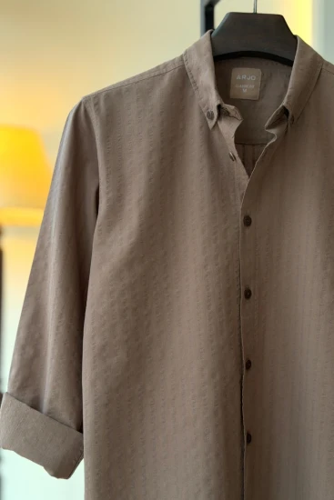 Brownish Gray Seersucker Shirt