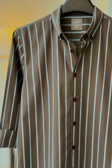 Chocolate Brown With Light Blue Stripes Shirt