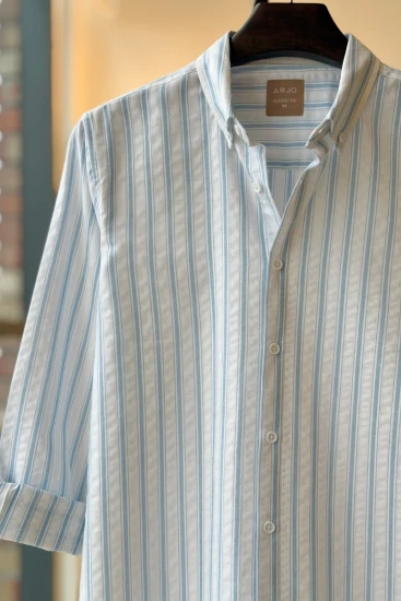 White With Sky Blue Stripes Shirt