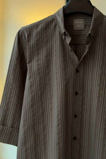 Dark Brown With White Pinstripes Shirt
