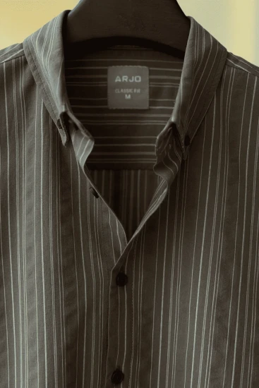 Dark Brown With White Pinstripes Shirt