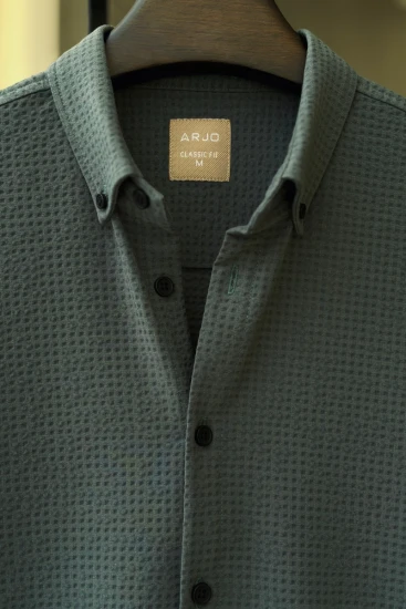Slate Grey Seersucker Shirt
