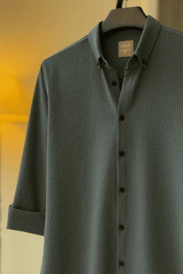 Slate Grey Seersucker Shirt
