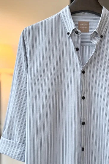 Light Grey With Charcoal Stripes Shirt