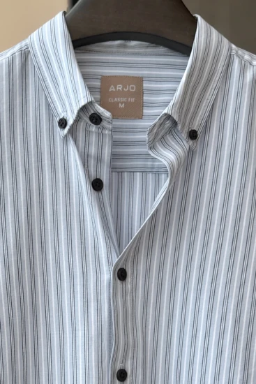 Light Grey With Charcoal Stripes Shirt