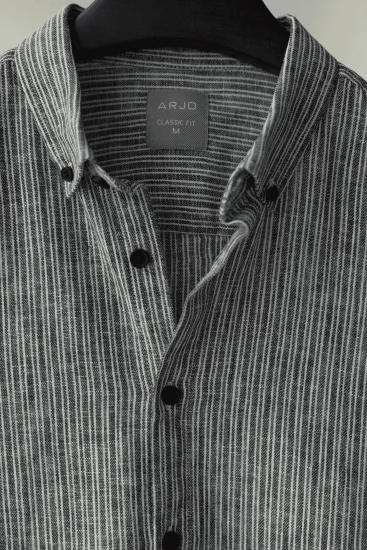 Greyish Black With White Pinstripes