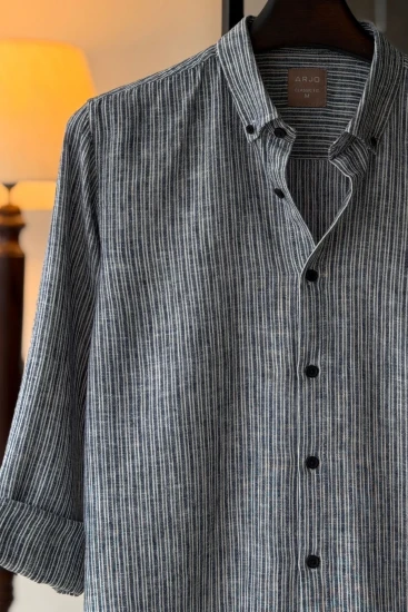Greyish Black With White Pinstripes Shirt