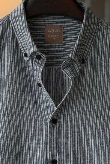 Greyish Black With White Pinstripes Shirt